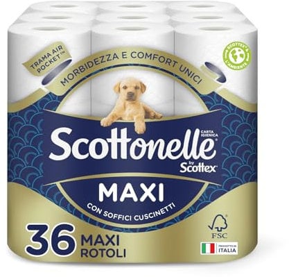 Scottonelle Papier toilette moelleux et matelassé, lot de 36 rouleaux maxi