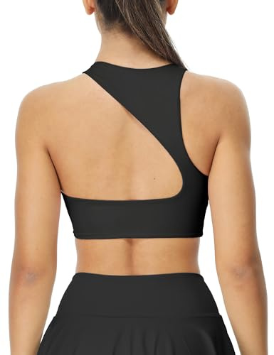 icyzone Damen Sport BH mit Polstern Ohne Bügel Nahtlos BH Longline Fitness Yoga Top BH