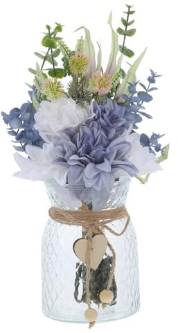 Cabilock Künstlich aus Glas und Holz Dekoblumen mit Realistischem Aussehen für Vase und Langlebigem Material Kleine Künstliche Blumen mit Vase für Wohndekoration und Tischdeko