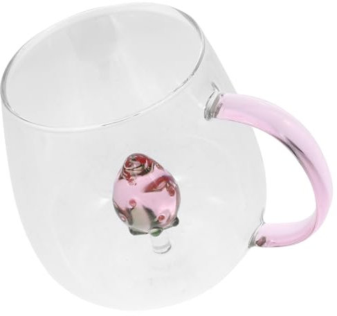 CRAFTHROU En Verre Tasse En Verre Tasse Verre Fraise Motif Potable Tasse Fraise Lunettes Clair Tasses Tasse Claire Latte Tasse Lait Tasses Clair Tasse De Verre Thé