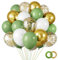 Luftballons Grün Gold, 60 Stück 12 Zoll Grüne Ballons Set,Grüne Luftballons Retro Olive Salbei Grün Gold Weiss Metallic Latex luftballons für Geburtstag Babyparty Hochzeit Graduierung Party Deko