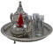 NOUVEAU Service à thé Marocain complet réalisé à la main, avec Théière en maillechort 500ML,plateau, 6 verres à dorures argentées, boite de thé vert marocain OFFERTE
