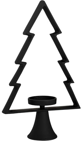 EGLO LIVING Deko Baum Mukayle, Tannenbaum mit Kerzenhalter, Weihnachtsdeko Fensterbank, Wohnzimmerdeko Weihnachten für Stumpenkerzen, Metall in Schwarz, H 44 cm