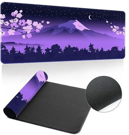 Hixingo XXL/XL/L Gaming Mauspad - Berg Fuji Druck, Anti-Rutsch Gummiboden, Vernähte Kanten, für Büro und Zuhause (Lila, 1200x600x3mm)