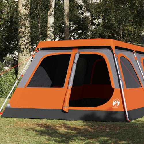 Outdoor Erholung Familienzelt Kuppel 8 Personen Grau und Orange Schnellverschluss Camping & Wandern
