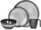 Camping Geschirr Set 1 Person 4-teilig | Melamin | Picknick Geschirrset | Campinggeschirr Stone Grey Design