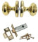 Brass Plated Round Door Knob Set Including Tubular Latch - Georgian Style Sprung Internal & External Door Knobs for Mortice Locks & Tubular latches. Sets 1