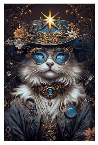 Peacoblue UV DTF Rub-On Transferfolie Möbel-Sticker Magische und edle Katze Muster 15x30cm, 3 Stk. Wasserfeste Deko-Transferaufkleber für Möbel Gläser Porzellan Wäscheschränke Kommoden Holz Kunststoff