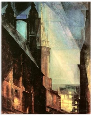 RXNHGJDS lyonel feininger leinwand,lyonel feininger Kunstdruck auf Leinwand,Kirche St. Marien bei Nacht, Halle,Poster & Print on Canvas Famous Painting Canvas Wall Art90x70cm(35x28in) poster