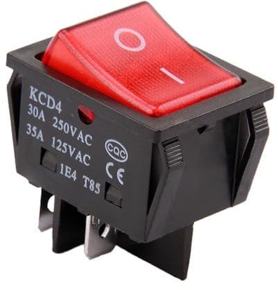 Rocker Switch for Numatic 'Henry' Hoover Vacuum Cleaner 30A Welder Welding Machine 4-Pin Boat Type ON/OFF Circuit Switch Red Replacement Button Easy Installation Perfect for Home Appliances