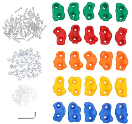 TkkMivcOC 25 Stück Klettergriffe, Felsklettergriffe in Verschiedenen Formen, PE Gefrostet Klettersteine, Dicke 0,79-1,18in, Max. 100kg, Kletterwand für Kinder Unter 15 Jahren