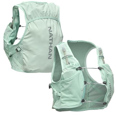 Nathan Damen-Trinkweste, leichte, atmungsaktive Laufausrüstung mit 5 x 45 ml Hydrapak-Flaschen + 2 l Blase, scheuerfreies Netz, reflektierend für Sichtbarkeit, schnelle Passform, Pinnacle Breeze