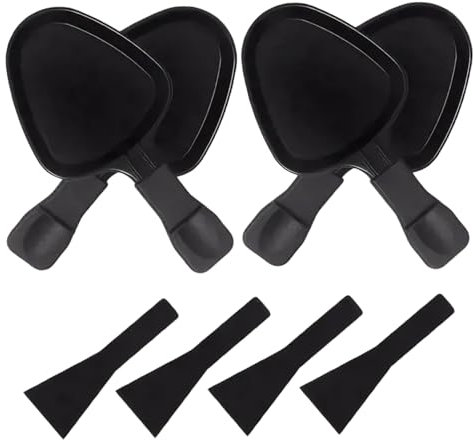 4pcs Racette Cheese Metal Raclette Pan avec spatule en nylon, Remplacement Pan de grill ratalette triangulaire pour fromage, dessert, plat d'accompagnement