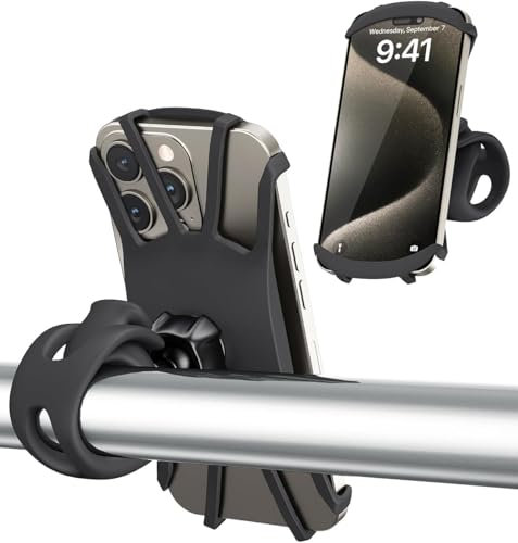 A2C Handyhalterung Fahrrad 2025 Neueste, Handyhalterung Motorrad [Silikon-Stoßdämpfung] 360° Drehbare Lenker Halter für Rennrad, E Scooter, Kinderwagen, für iPhone Samsung & Smartphone 4,7-6,7 Zoll