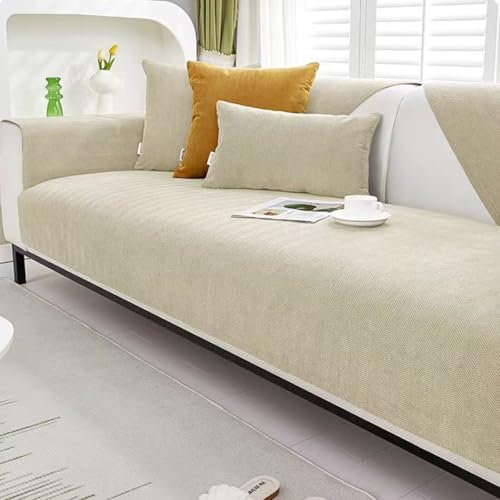 Weicher Chenille-Sofabezüge, Möbelschutz, rutschfester Bezug für Ledersofa, Seegrün, 90 x 240 cm