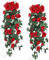 comvastars 2er-Pack künstliche Hängepflanzen mit violetten Rosen, Wanddekoration für Zuhause, Garten, Hängedekoration (Rot)