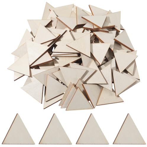 SOFPLATE 200 Stück Holz Dreieck Ausschnitte Unbehandeltes Holz Klein Blank Natürlich Antikweiß Zum Aufhängen An Der Wand Scheiben Anhänger Ornamente Chips Für Weihnachten Party Hochzeit Bastelprojekt