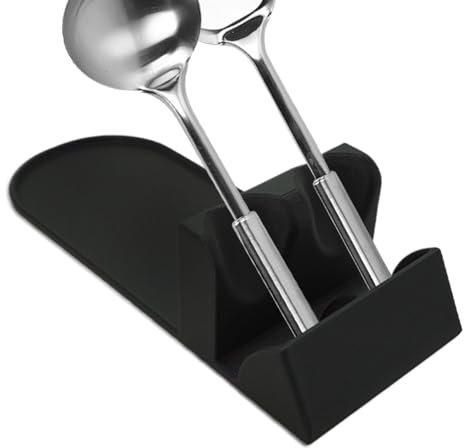 Fellflying Spoon Holder for Stove, Utensil Holder Counter Storage Rack, Farmhouse Decor Display Stand with Drip Tray for Cooking Tools Spatulas Tongs for Counter Organization