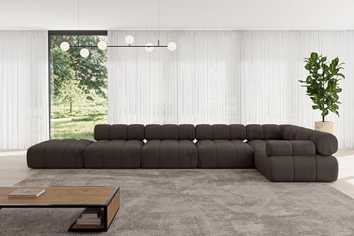 ALTDECOR Modulares Sofa Ecksofa in L-Form Corner modular Sofa Eckcouch Couch Wohnlandschaft Cauchsofa Polstersofa Felto-L3-475x190x70 cm Braun