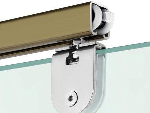 Kit per porta scorrevole in vetro senza cornice, personalizzabile, 90 cm, per lavanderia, elegante finitura color champagne