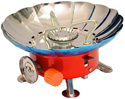 HEMOTON Réchaud à Gaz Portable Design Lotus avec Plaque Vent pour Camping Réchaud Métallique Pratique pour Cuisine Extérieure