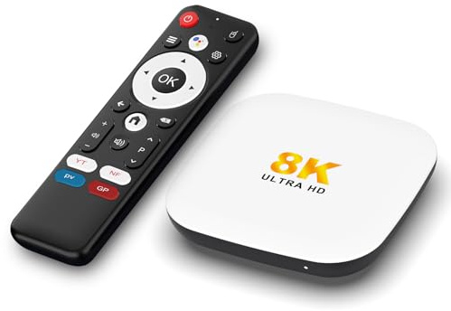 LEFFOT Android 14.0 TV Box 2025, M2 Plus 4K Ultra HD TV Streaming Box, 4GB RAM 128GB ROM, Supporto Controllo Vocale, 2.4G & 5G WiFi 6, BT 5.4, RK3528 Quad Core Arm Cortex-A53