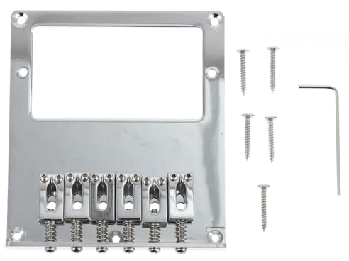 Silberne Gitarrenbrücke für Tl E-gitarre Ga374 mit Doppel Humbucker | Metallausführung, Inklusive Schraubenschlüssel, Tl Style, Passend für Doppel Tonabnehmer, Ersatzteil für Instrument