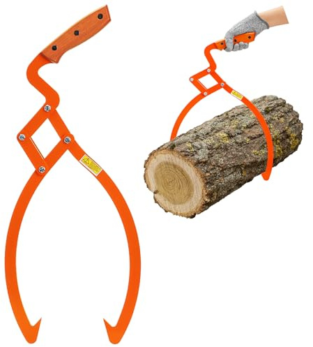 Prygew Logging Tongs, 20 Inch Heavy Duty 2 Claw Skidding Tongs with Wooden Handle, 440 Lbs Non-Slip Log Lifting Grabber Tool for Wood Handling, Dragging, Carrying
