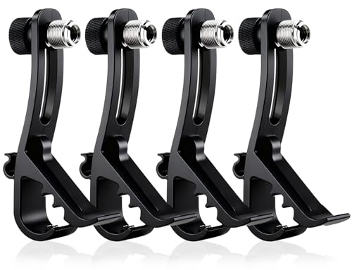 4 Stück Trommel Mikrofonklammern, Universal verstellbare Drum Rim Mic Clips Mikrofon Mount Clamp Mikrofon stoßdichte Sicherungsklemme