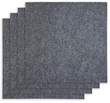 YUTRONE 30Pcs Carpet Tiles Self Adhesive 30x 30 cm Peel and Stick Floor Tiles Dark Grey Anti Slip Flooring Stick On Tile for Office Living Room and Bedroom