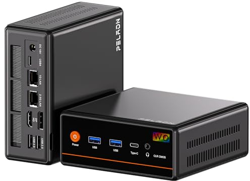 PELADN Mini PC WO4, Ryzen 5 7640HS(stärker 6800H), 16GB DDR5 RAM, 1TB SSD | Radeon 760M, Dual LAN, USB4/HDMI/DP, Quad 4K Display, 3 Jahren Garantie, 2.5G LAN, für Kreativarbeit, Design, Gaming