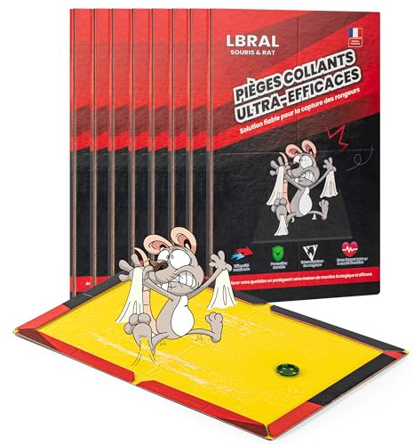 Lot de 8 Pièges à Souris Collants Ultra-Adhésifs – Plaques de Glu Extra-Fortes & Non Toxiques – Utilisation Intérieure/Extérieure – Facile à Installer