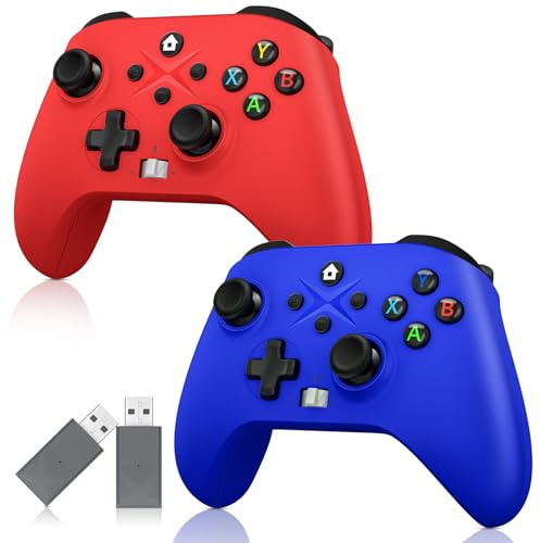 Dinosoo 2 Pack Wireless Controller - Turbo, Makro, Hall Trigger, Dual Vibration - Kompatibel mit Xbox One, Series X|S, PC - 3,5 mm Audio-Buchse, eingebauter Akku, 2,4 GHz Adapter