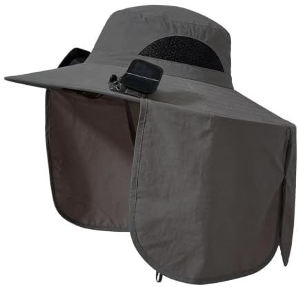 Sombrero con Ventilador Solar | Gorro Transpirable De ala Ancha | Sombrero Plegable con 2 Ventiladores Solares | para Mujeres Y Hombres para Jardinería Senderismo Pesca Playa Vacaciones