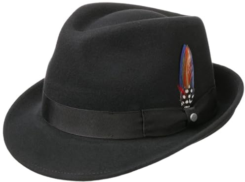 Stetson Elkader Trilby Hut Wollfilz Asahi Guard Damen Herren Sommer Winter schwarz M (56-57 cm)
