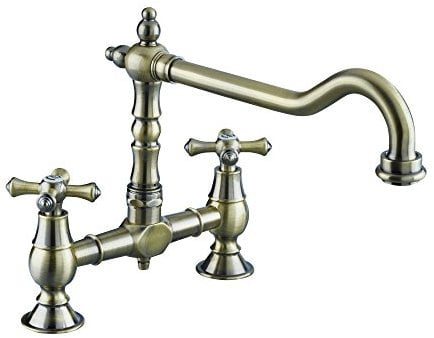 Bristan K BRSNK ABRZ Colonial Bridge Kitchen Sink Mixer Tap with Swivel Spout, Antique Bronze