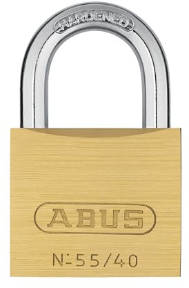 ABUS 55/40 Solid Brass Padlock with 2 Keys for School, Gym, Cabinet 1 1/2in (40mm) Wide, Keyed Different