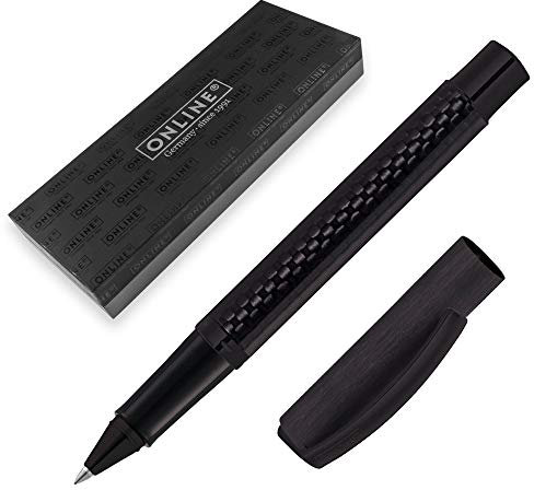 Online 36013 Rollerball Vision Carbon, Roller mit klarem Design, aus Aluminium und Carbon, mit Rollerball-Mine, nachfüllbar, für Links-und Rechtshänder, in Geschenkverpackung