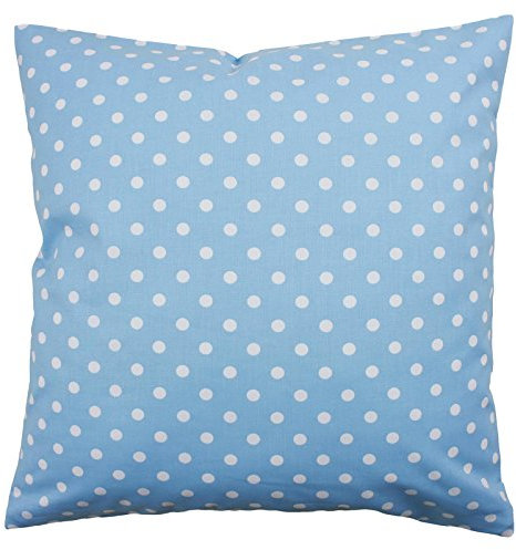 Hans-Textil-Shop Kissenbezug Punkte 7 mm Baumwolle - Gepunktet, Tupfen, Kissenhülle, Kissen, Dekokissen, Zierkissenbezug, Kopfkissen, Sofakissen (Hellblau, 40x40 cm)