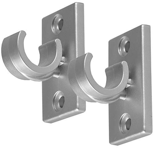 Bestlivings 2er Pack Ersatzträger für Gardinenstangen bis Ø 12 mm in Silber (L 2,5 cm), Träger für Cafehausstangen, Scheibenstangen