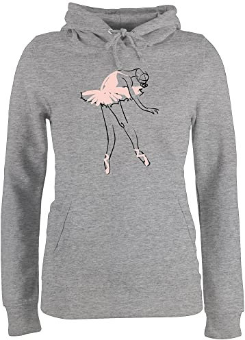 Pullover Damen Hoodie Frauen - Tanzen Geschenk - Balletttänzerin Ballerina - XS - Grau meliert - Ballett Tanz Ballet Hoody ballettkleidung tänzer balett Oberteil Geschenke tanzen, Figur Pulli