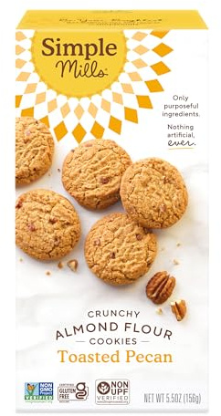 Simple Mills Naturally Gluten Free Crunchy Cookies, Toasted Pecan, 5.5 oz | Certified Gluten Free Cookies, Sweetened with Organic Coconut Sugar, Grain Free, Corn Free, Dairy Free, Vegan