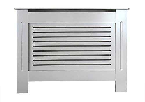 Jack Stonehouse Grey Green Painted Modern MDF Radiator Cover Cabinet with Horizontal Slat Grill - Grey, Small