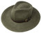B&S Premium Lewis - Fedora Hut mit breiter Krempe - 100% Wollfilz - wasserfest - Lederband - 56cm dunkelgrün