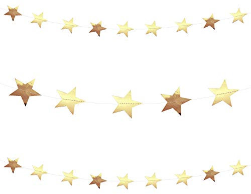 Oblique Unique® Stern Girlande Banner mit Sternen Deko für Geburtstag Jubiläum Baby Shower Party Weihnachten Blau Gold Roségold - Farbe wählbar (Gold)