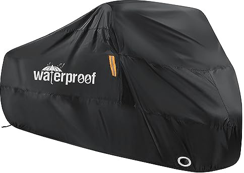 Waterproof and Dustproof Bike Cover - 210t Motorcycle Cover with UV Protection (Motorcycle Black)