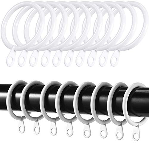 iPEAK 24 Stück weiße Vorhangringe 38 mm Innendurchmesser Metall Vorhänge große Ringe Haken zum Aufhängen für Gardinenstangen Stange Haken (weiß)