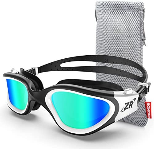 ZIONOR Polarisiert Schwimmbrille für Herren und Damen [UPGRADE], G1, mit Spiegel/Rauch Linse UV-Schutz Anti Nebel Verstellbar Gurt Komfort Profi, für Erwachsene Jugendliche