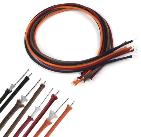IKN FLEOR 1 Fuß Doppelschicht Stoffgeflechtkabel Gitarrendraht Stoffummantelter Gitarrendraht Gitarren-Tonabnehmer-Anschlussdraht 22 AWG – 4 Farben, insgesamt 8 Fuß