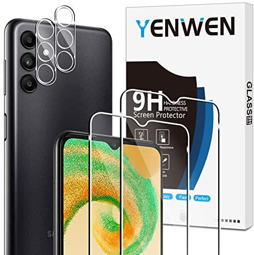 Yenwen Schutzfolie für Samsung Galaxy A04s für Panzerglas, 2 Stück Panzer Schutz Glas mit 2 Stück Kameraschutz, 9H Härte Schutzglas Anti- Kratzer Handy Folie HD Klar Displayschutz